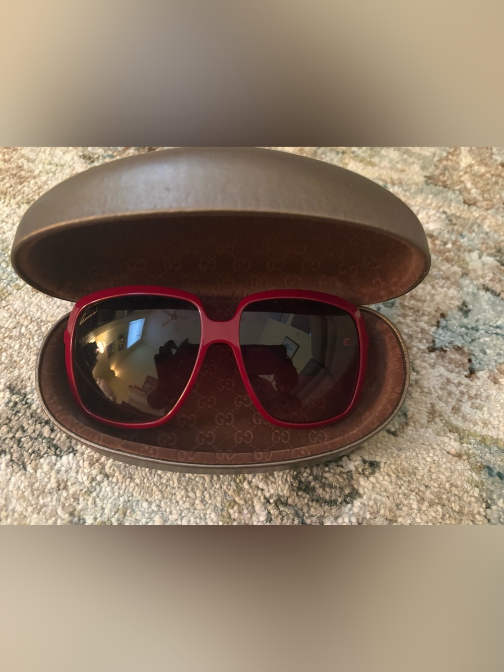 Gucci Oversized Red Frame Sunglasses